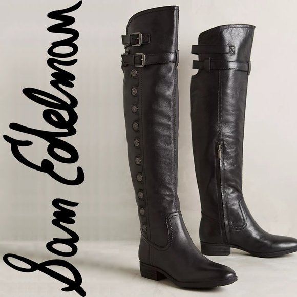 Sam Edelman Shoes - Sam Edelman Pierce Over-The-Knee Button Boot in Black